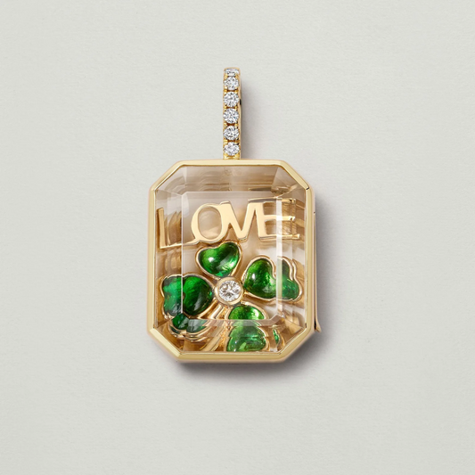 Retro Glass Photo Locket Necklace Transparent Golden Jewelry Necklace