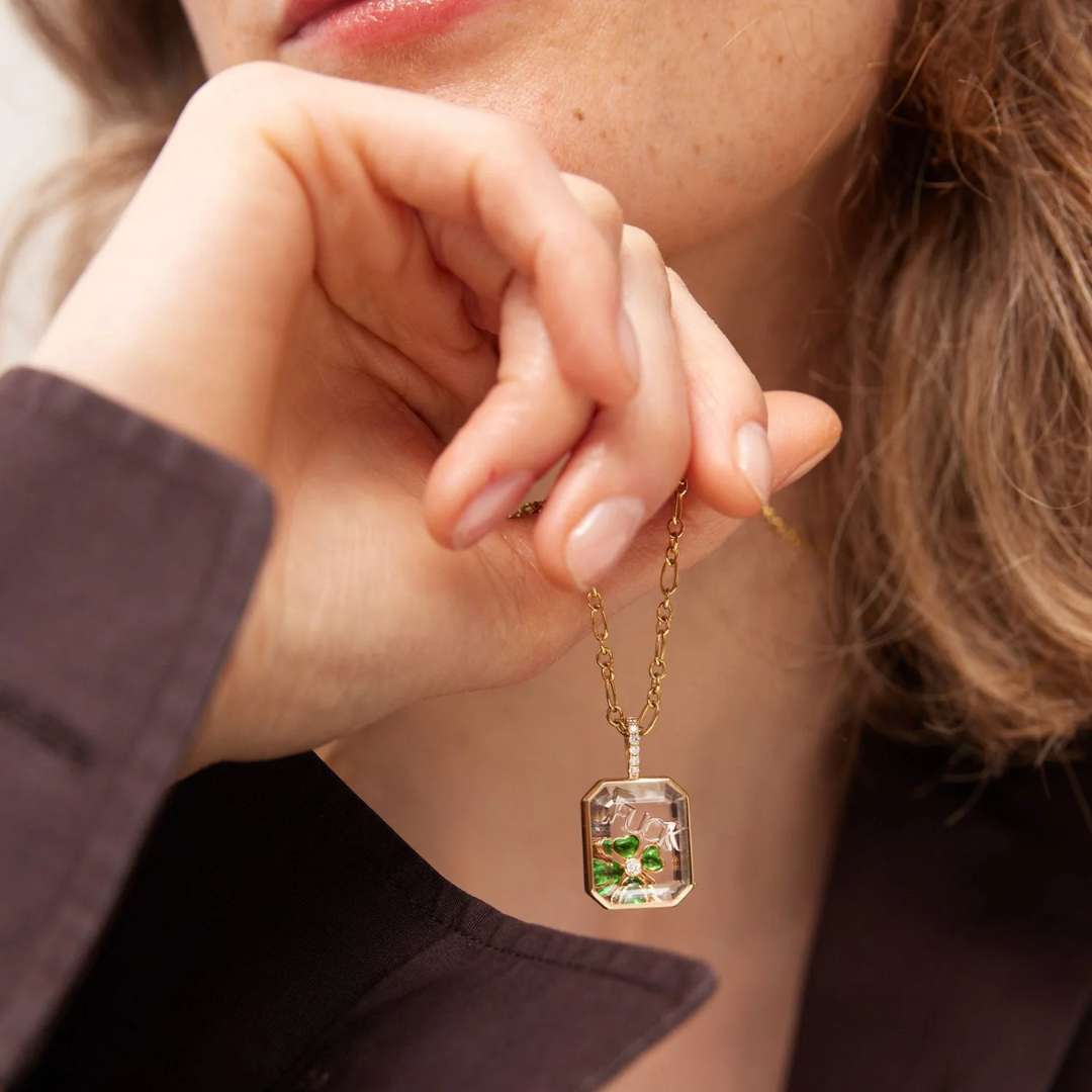 Retro Glass Photo Locket Necklace Transparent Golden Jewelry Necklace