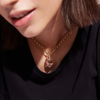 Retro Glass Photo Locket Necklace Transparent Golden Jewelry Necklace
