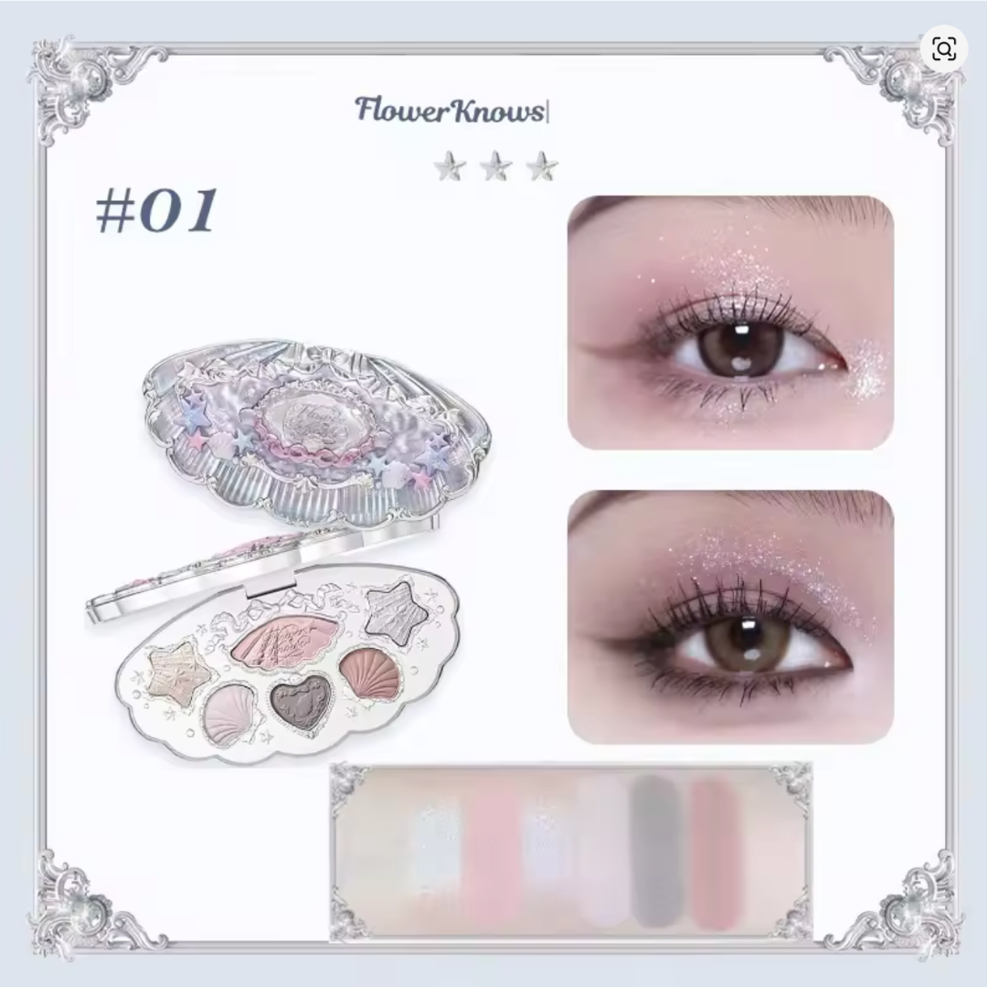 Flower Knows Shell Pearl Collection Matte Pearl Six Color Eyeshadow