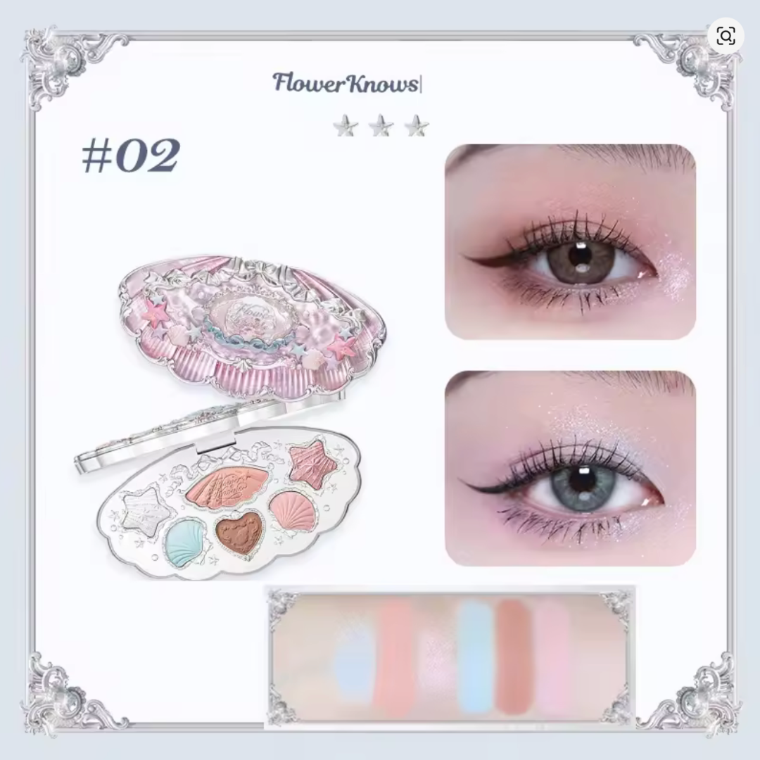 Flower Knows Shell Pearl Collection Matte Pearl Six Color Eyeshadow