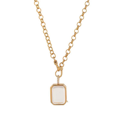 Retro Glass Photo Locket Necklace Transparent Golden Jewelry Necklace
