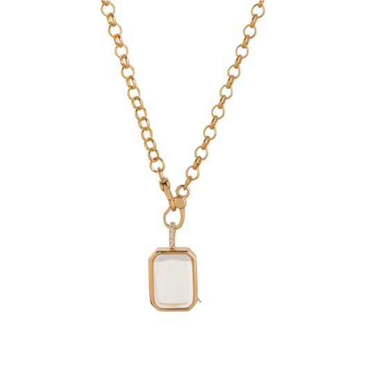 Retro Glass Photo Locket Necklace Transparent Golden Jewelry Necklace