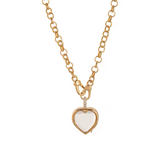 Retro Glass Photo Locket Necklace Transparent Golden Jewelry Necklace