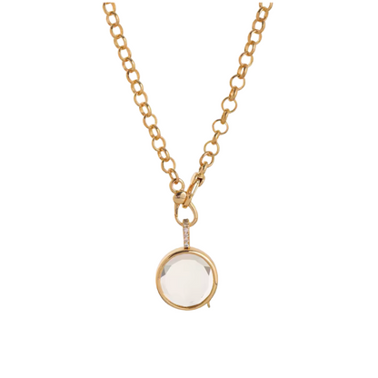 Retro Glass Photo Locket Necklace Transparent Golden Jewelry Necklace