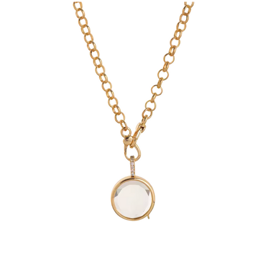 Retro Glass Photo Locket Necklace Transparent Golden Jewelry Necklace
